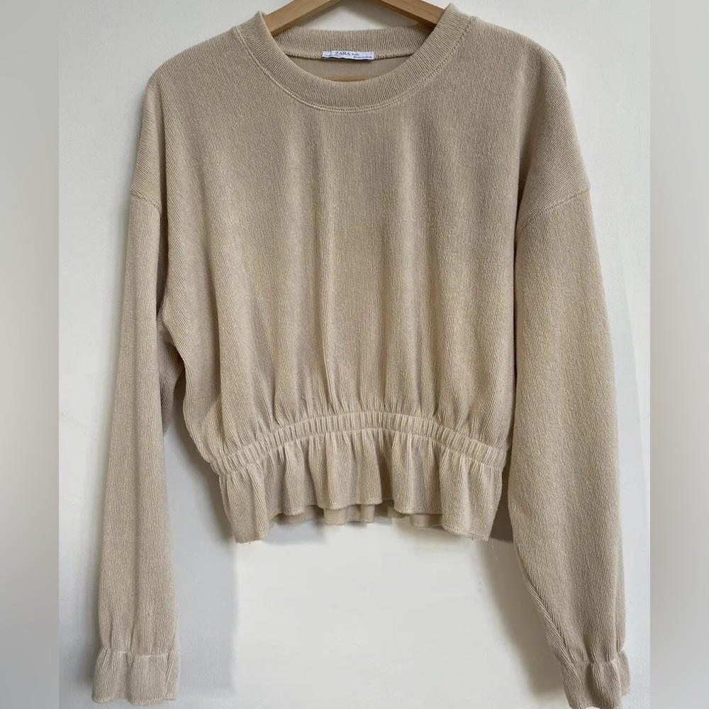 Zara Ribbed Peplum Long Sleeved Top